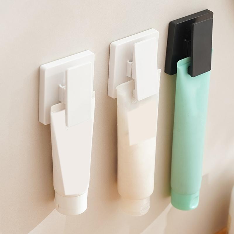 Bathroom Storage Clip Easy Installation Toothpaste Holder Rack Stylish Facials Cleanser Hanger for Renters and Families