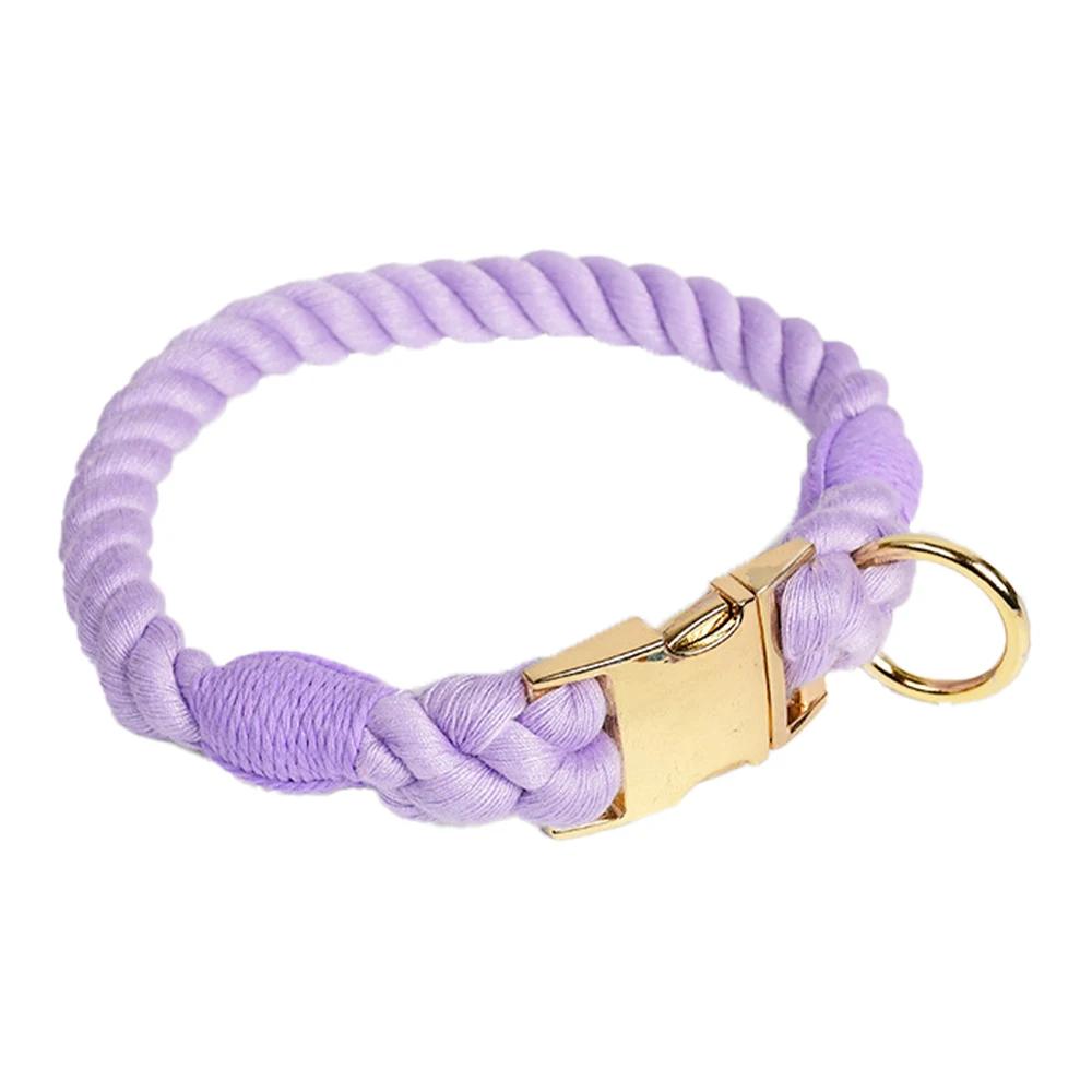 Classic Comfortable Cotton Dog Collar Adjustable Braided Cotton Multi-Color Rope Collars with Durable Metal Buckle for Medium Small Dogs