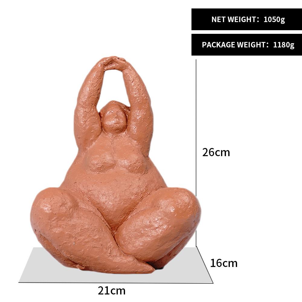European Creative Fat Woman Yoga Ornaments Light Luxury Style Model Room Yoga Studio Resin Worker Art Character Decoration