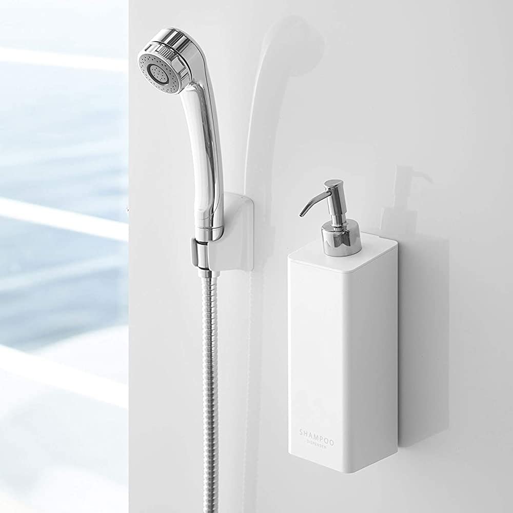 Yamazaki Tower Magnetic Dispenser of Magnetic Refillable Bottles for Shampoo and 4258 and 4260 Two-Way (Set 2) - Conditioner, White,