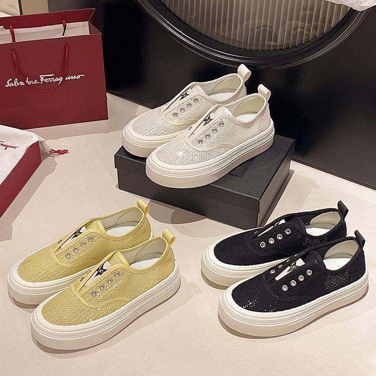 Shining Starry Sky~ 3.5m Huge Soft Easy To Wear 2025 Versatile Breathable Mesh One Pedal Sequined Fisherman White Shoes