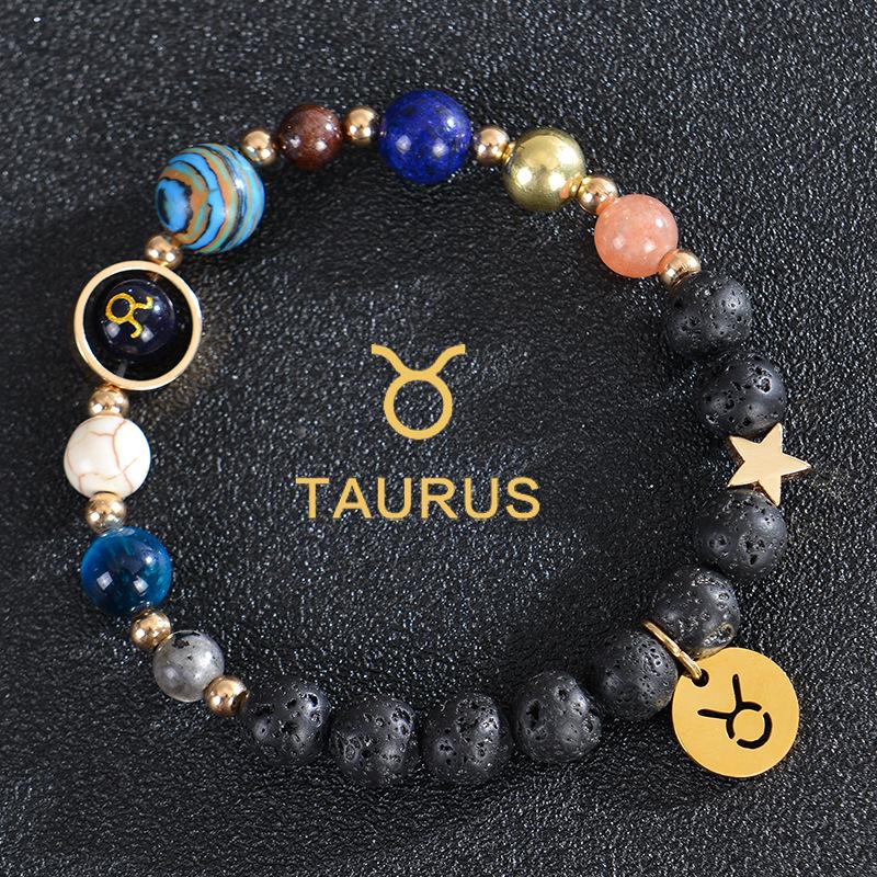 Eight major planets and twelve zodiac signs bracelet, frosted stone, bead bracelet, planets, Christmas gift, Stocking stuffers