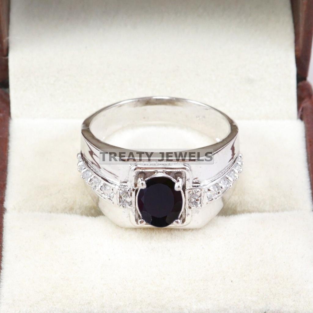 Black Onyx Oval Cut Gemstone With 925 Sterling Silver Ring For Men's #A827 JL375666927189