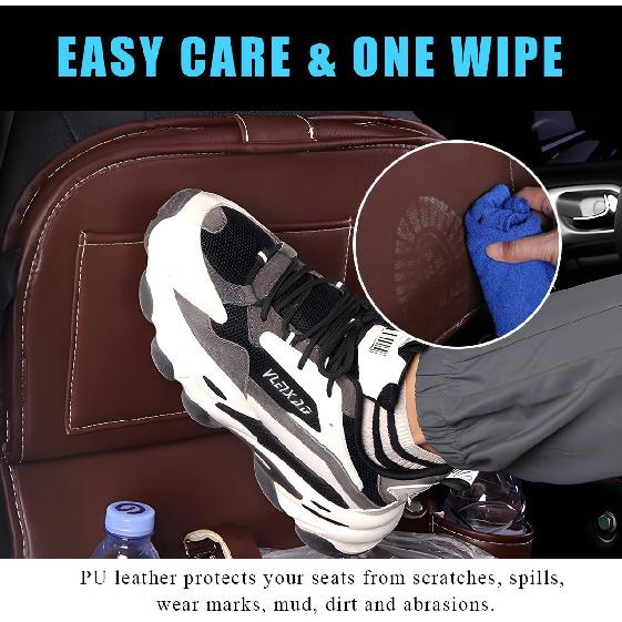 2 PCS Car Seat Back Organizer, Premium Leather Seat Back Protector with Storage Pockets, Waterproof Hanging Vehicle Storage, Universal Car Organizer