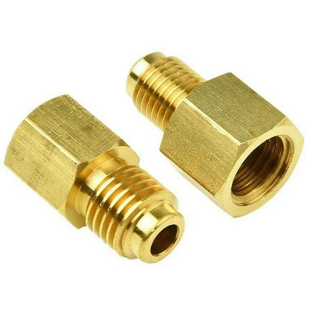 2PCS R134a Refrigerant Tank Adapter To R12 Fitting Adapter 1/2 Female To 1/4 Male Flare Adaptor Valve Core And Vacuum Pump