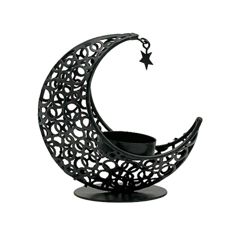 Moon Shaped Holder, Creative Crescents Tealight Holder Candlestick, Metal Moon Art Crafts Table Ornaments