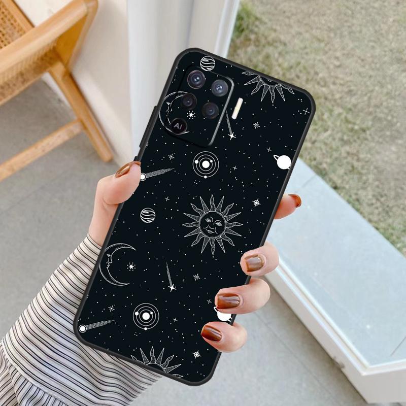 Sun And Moon Star Case For Oppo A18 A78 A98 A38 A58 A60 A80 A40 A96 A76 A16 A94 A74 A54 A15 A17 A57 A77 A5 Pro