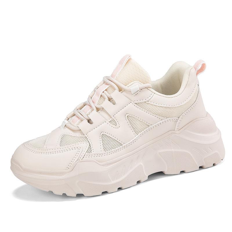 

Полностью черные кроссовки для папы женские 2025 весна и лето новая дышащая универсальная повседневная обувь черные на толстой подошве увеличивающие рост женские спортивные туфли 42 бежевый