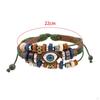Braided PU Leather Bracelet ,Handmade Beaded ,Adjustable Length Gifts Vintage Hollow Carved