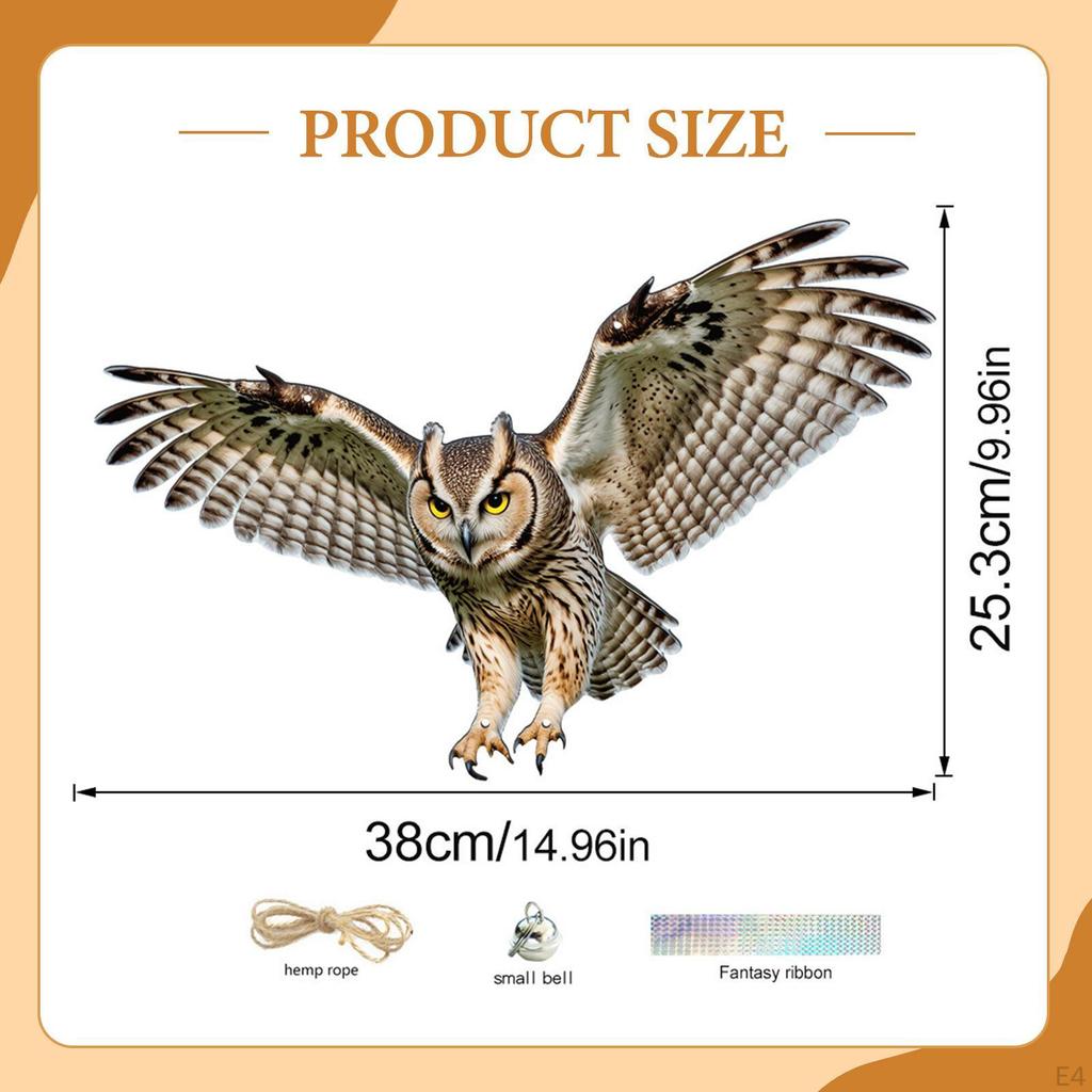 Dekorativní závěsný pták sova s provázkem a stuhou PP ozdoba na plot dokonalá venkovní