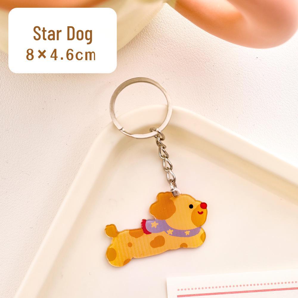 West Highland Terrier Cartoon Acrylic Keychain - Polka Dot Puppy Charm