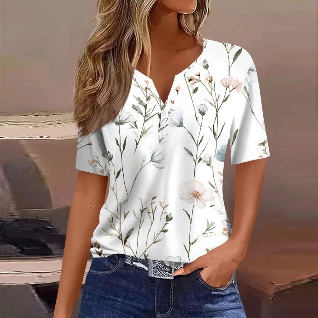 Women's Blouse Fashionable And Casual Short-Sleeved Printed T-shirt Top