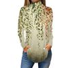 Women's Fashionable Casual High Neck Printed Long Sleeve T-Shirt Pullover Top