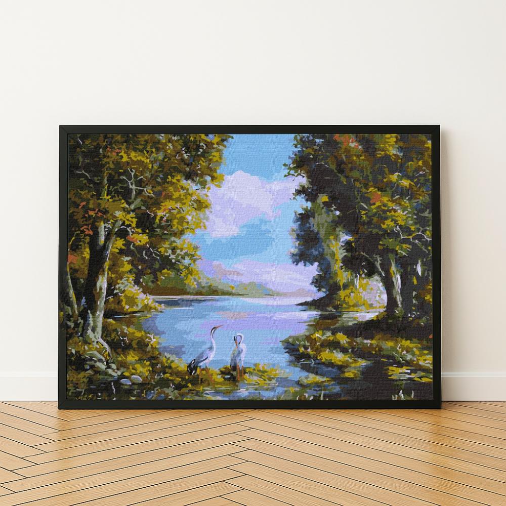 Malowanie Po Numerach Z Ramą Obrazy Do Malowania - Leśna Cisza 50X40 Cm