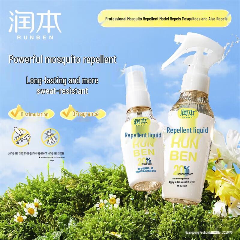 RUNBEN 20% Picaridin Unscented Mosquito Repellent Spray, 50ml