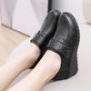 Work shoes middle-aged and elderly middle-aged mother shoes soft leather new soft-soled wedge heel women's shoes medium heel single shoes women 2025