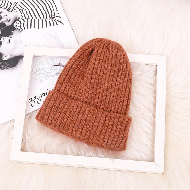 

New Winter Mohair Pullover Hat Korean Style Curled Bell Shaped Knitted Hat for Women Candy Colored Warm Woolen Hat One Size