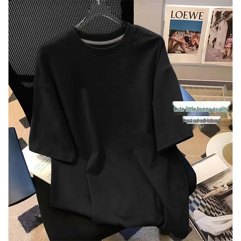 

Women s Plus Size Pure Cotton Mid-Length Short Sleeve T-Shirt - Loose Fit Base Layer for Spring, Summer, Autumn 2XL
