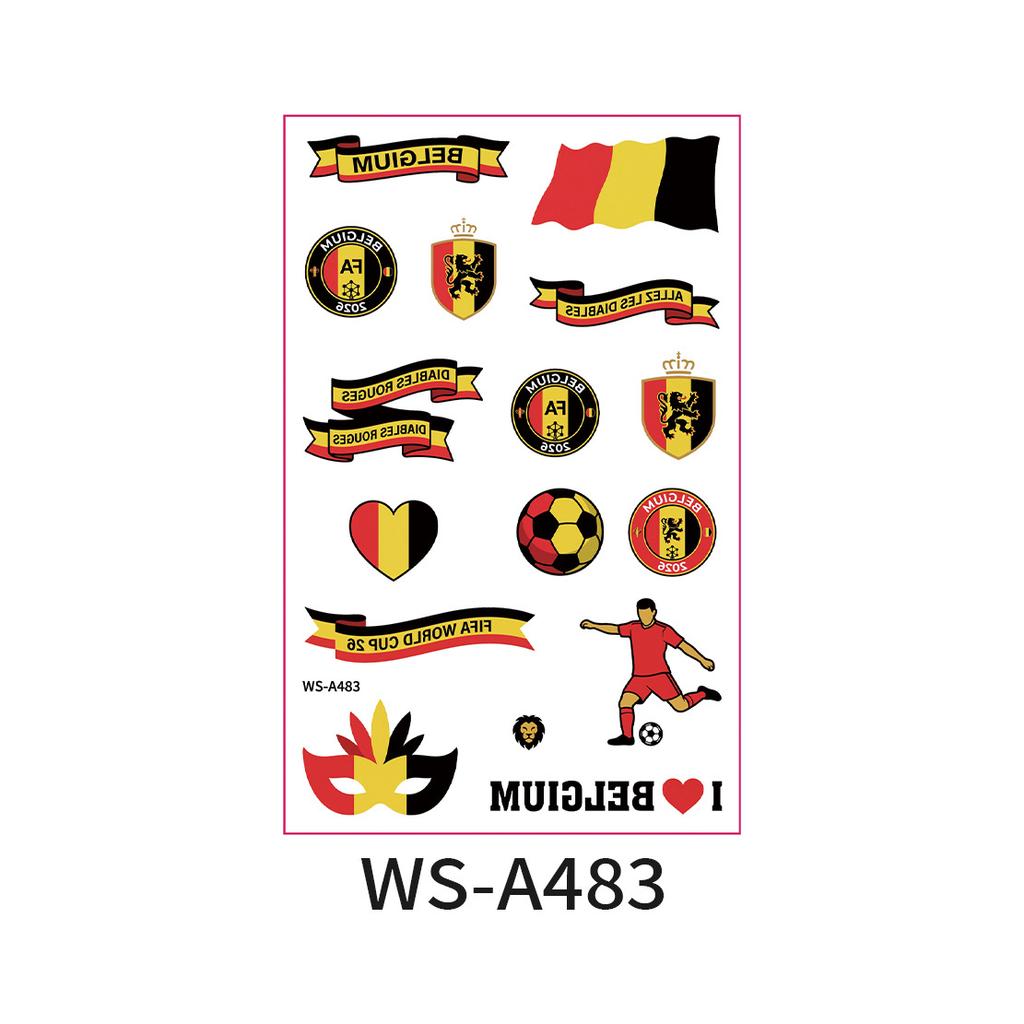 World Cup Argentina Belgium Fans Flag Face Sticker Waterproof Competition Game Tattoo Sticker