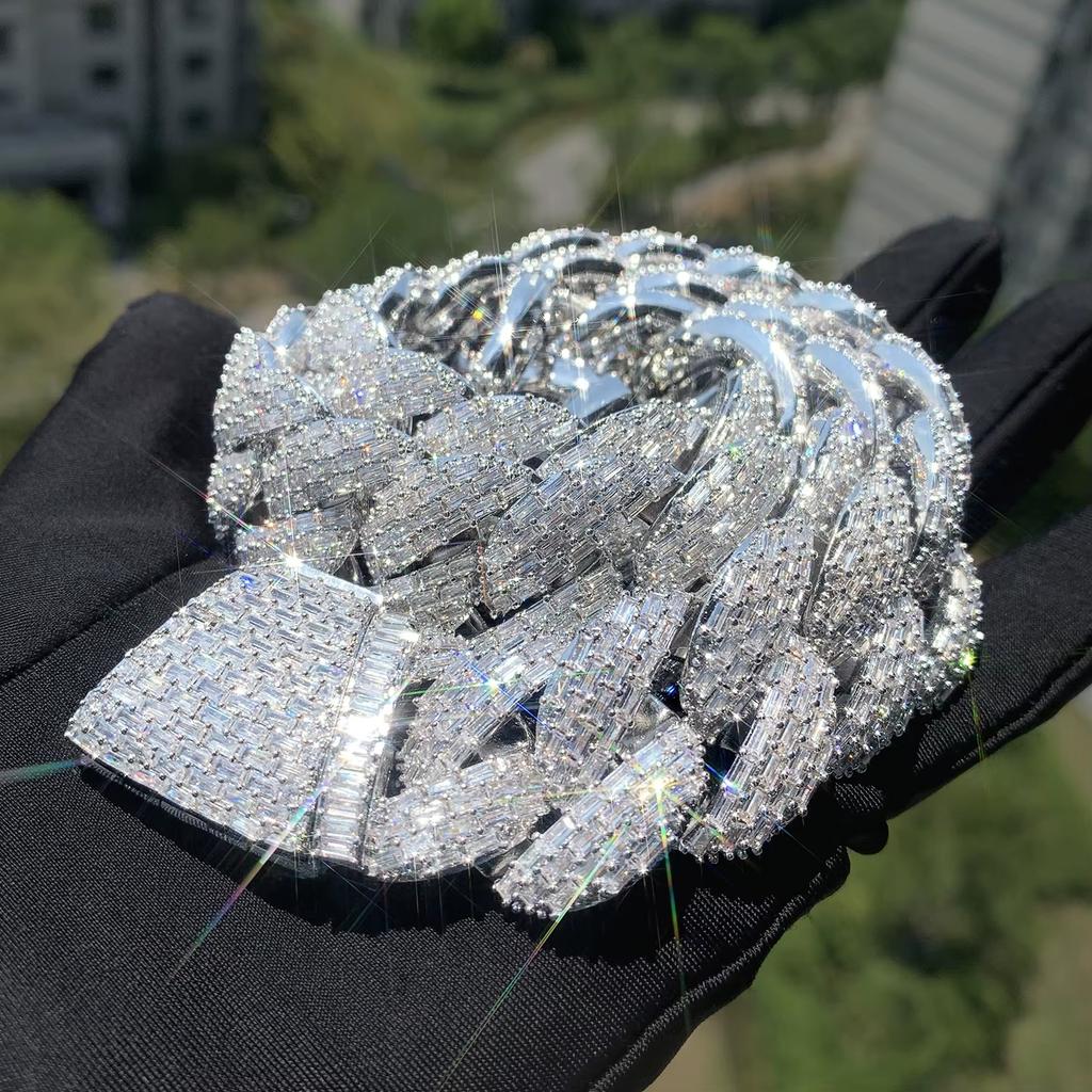 15mm Miami Cuban Kette Silberfarbe Hip Hop Halskette Für Männer Iced Out Baguette Zirkon Glied Mode Rock Rapper Schmuck