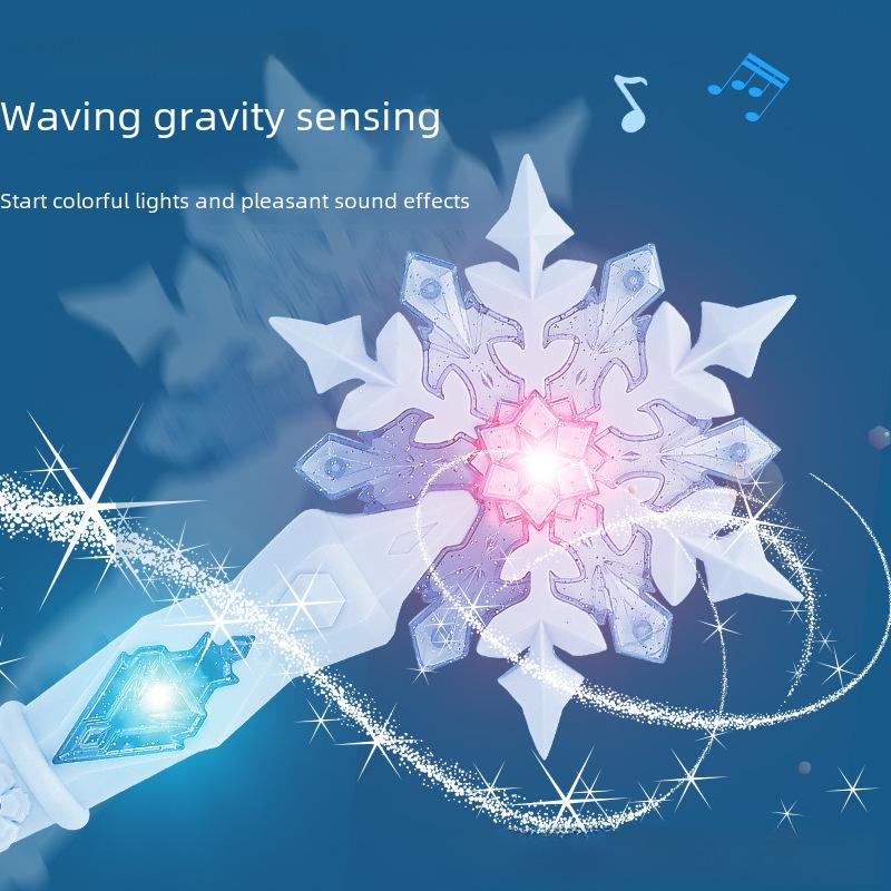 Princess Snow Wand Toy Fairy Girls Glowing Wands Christmas Halloween Children Toys Snowflake Light Sound Sticks Kid Cosplay
