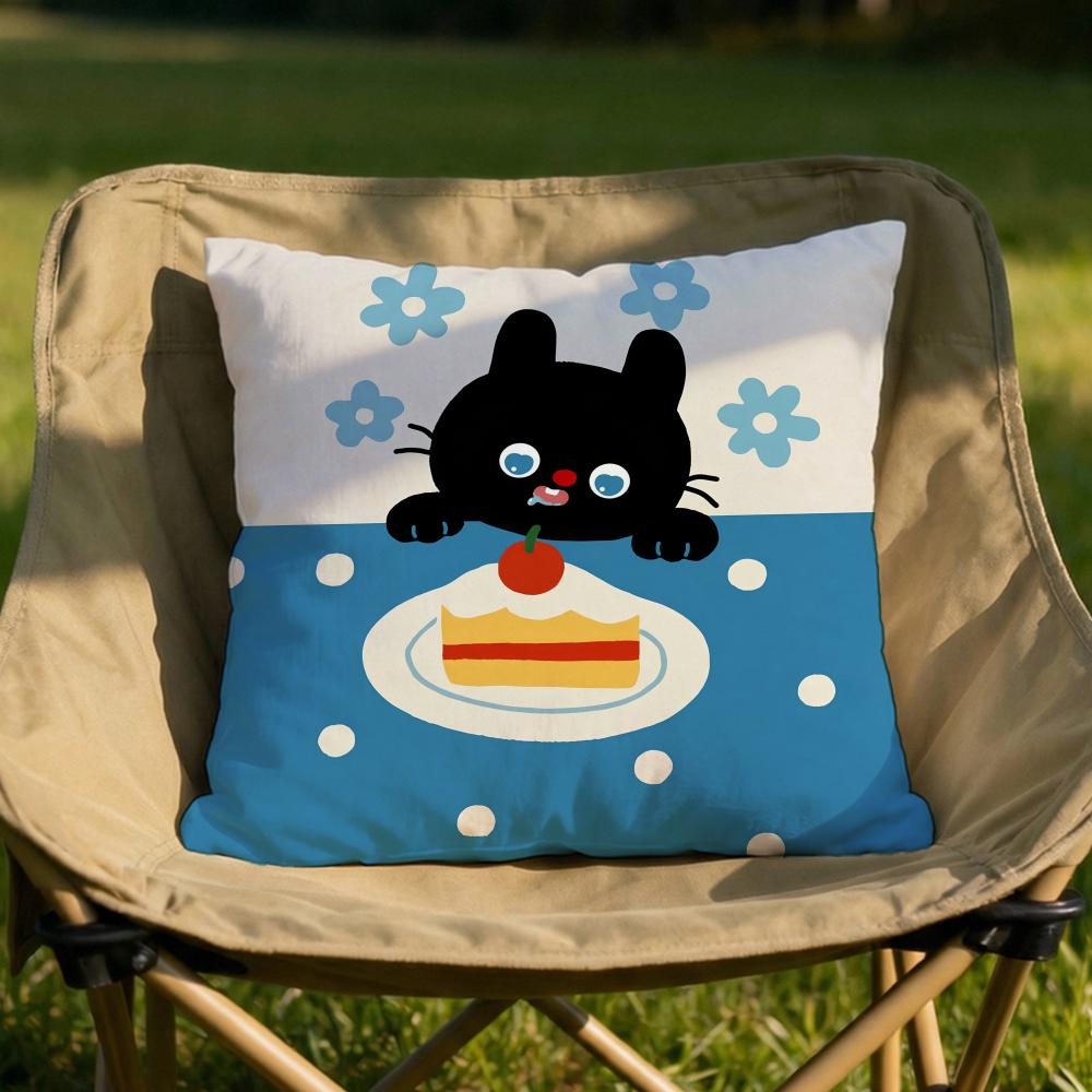 Cartoon Cat Cushion Cover Soft Reversible Durable Pillow Cover MultiScene Use for Home Car Daily Comfort