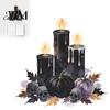 Halloween Switch Cover Decals Black Candle Pumpkin Skull Light Sticker, Dark Fairy Tale Spooky Wall Art Removable Decal, Socket Outlet Decor