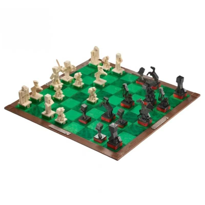 Chess Set with Board and Table Top Strategy Game Gift PVC Material Colourful Box Packaging