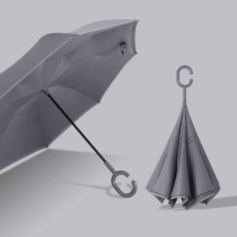 New 8-bone creative hands-free double-layer straight rod reverse umbrella car long handle reverse umbrella umbrella