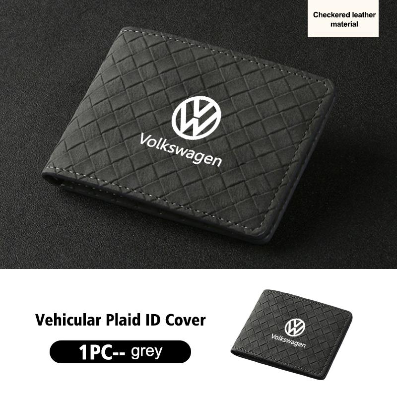 VFHJQ1 Suede Car ID Cover Vehicular Plaid Card Protector Wallet For Volkswagen VW Golf 4 5 6 7 Polo Jetta Sagitar Magotan Passat B5 B6