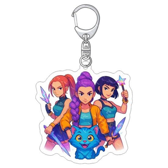 Keychain Pendant 3D Idol Group Design Portable Acrylic Keychain with Metal Lobster Clasp Waterproof Scratch-Proof Key