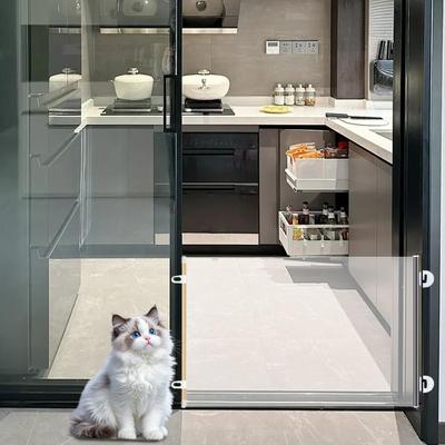 Dog Gate For Stairs Retractable Dog Safety Gates Transparent Pet Playpen Barrier Baby Fence For Cats Kids Play Area Living Room