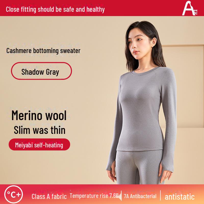 

German Velvet Merino Wool Slim Fit Warm Base Shirt XL (135-150 catties) сірий колір/напівтемрява