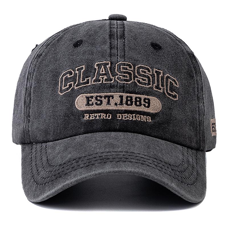 New Retro Design Embroidery Classic 1889 Letter Baseball Cap Vintage Washed Cap Adjustable Dad Hats For Women Men