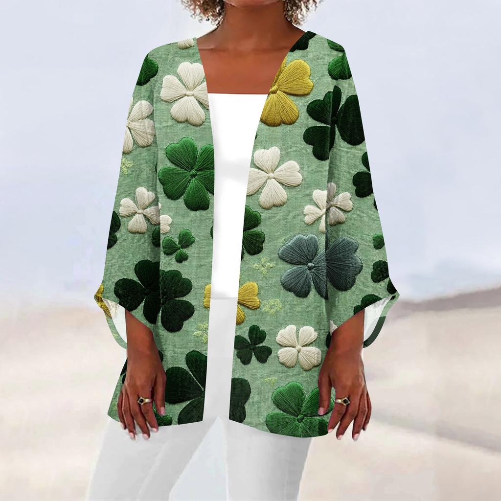 Women's Casual And Fashionable Valentine's Day  Printed Lightweight Mid Length Jacket Cardigan