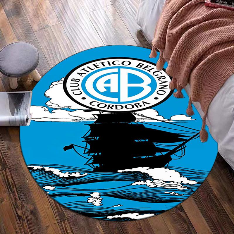 Atletico Belgrano Crest Round Rug for Livingroom,Bedroom, Palyroom, Chair Rug, Area rug, Circle Carpet, Large Size Fan Christmas gift