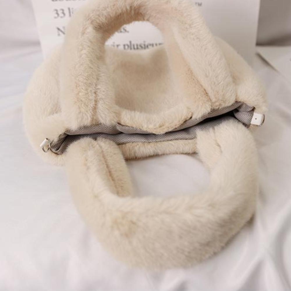 Faux Mink Fur Handbag – Soft Plush Tote, 2 Colors, From Korea