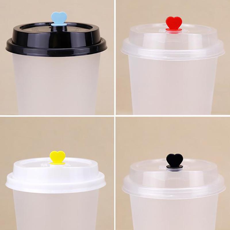 Disposable Coffee Cup Lids Stoppers Injection Caps Heart-Shaped Circle Plug Takeaway Packing Milk Tea Cups Leak Proof Plug
