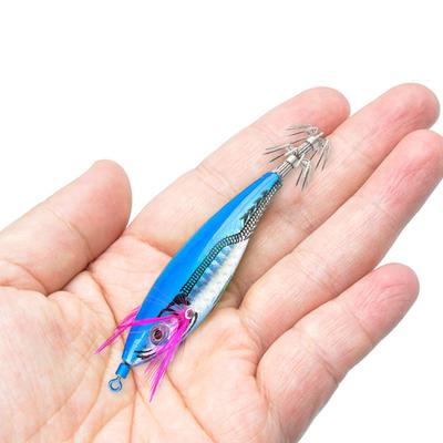 Simulation Shrimp Cuttlefish Bait 7cm Bionic Wooden Shrimp Fake Bait 3D Eyes with Hooks for Fishing Lovers
