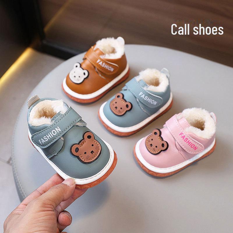 Velvet-Lined Soft Sole Non-Slip Baby Shoes (0-1 Year) for Boys and Girls