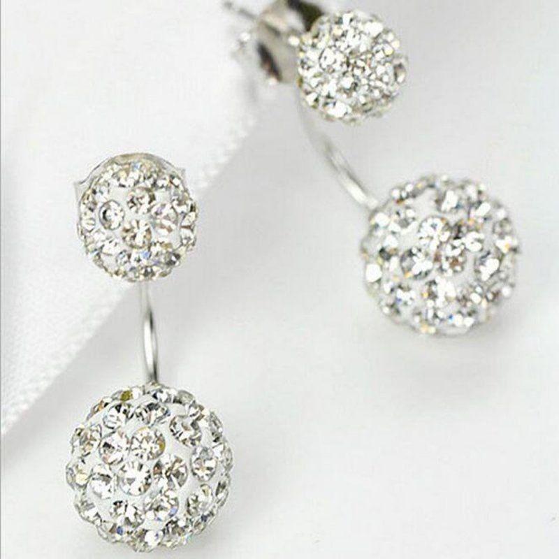 Elegant Double Ball Alloy Crystal Rhinestone Earrings For A Timeless Look