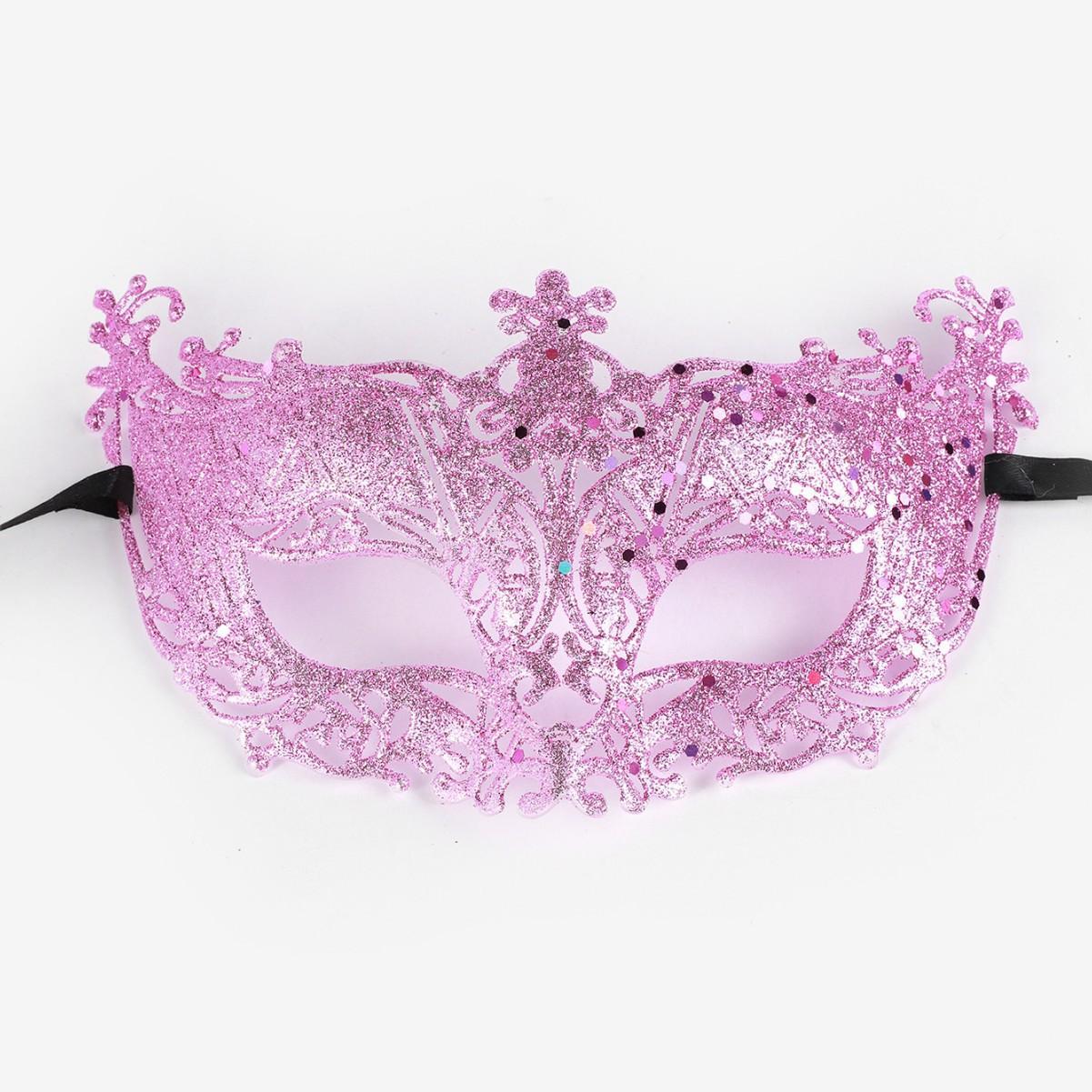 Halloween Christmas Carnival Gold Powder Hollow Fox Makeup Mask Venetian Masquerade Carnival Gold Powder Hollow Fox Makeup Mask розовый