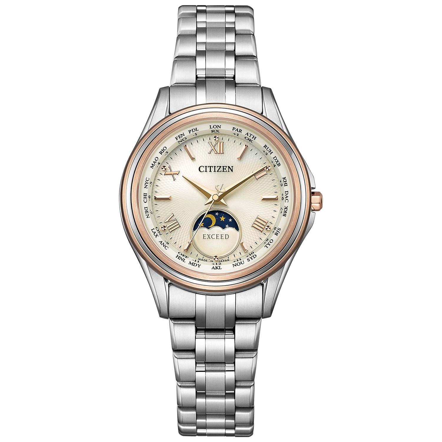 

Годинник Exceed Sun and Moon Pair Radio Silver [Citizen], Водонепроникний, Сонячний, EE1016-66A, Жіночий,
