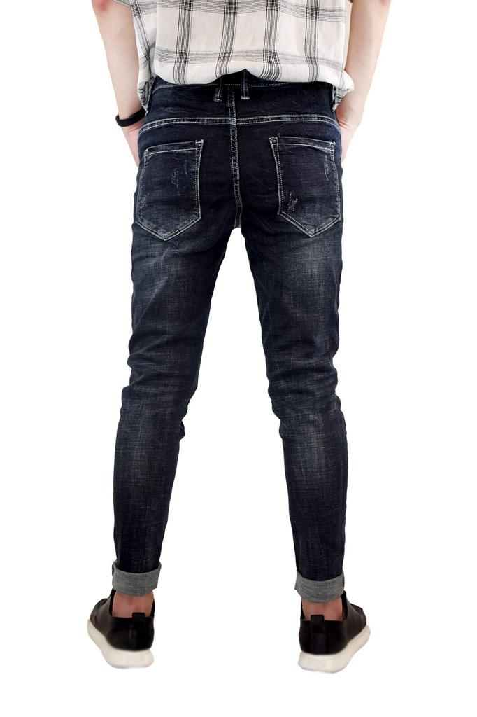 JOJO DESIGN Elastische Skinny-Feet-Jeans im klassischen Rosendesign aus Baumwolle, Größe Klein, Herrenjeans, Dunkel,