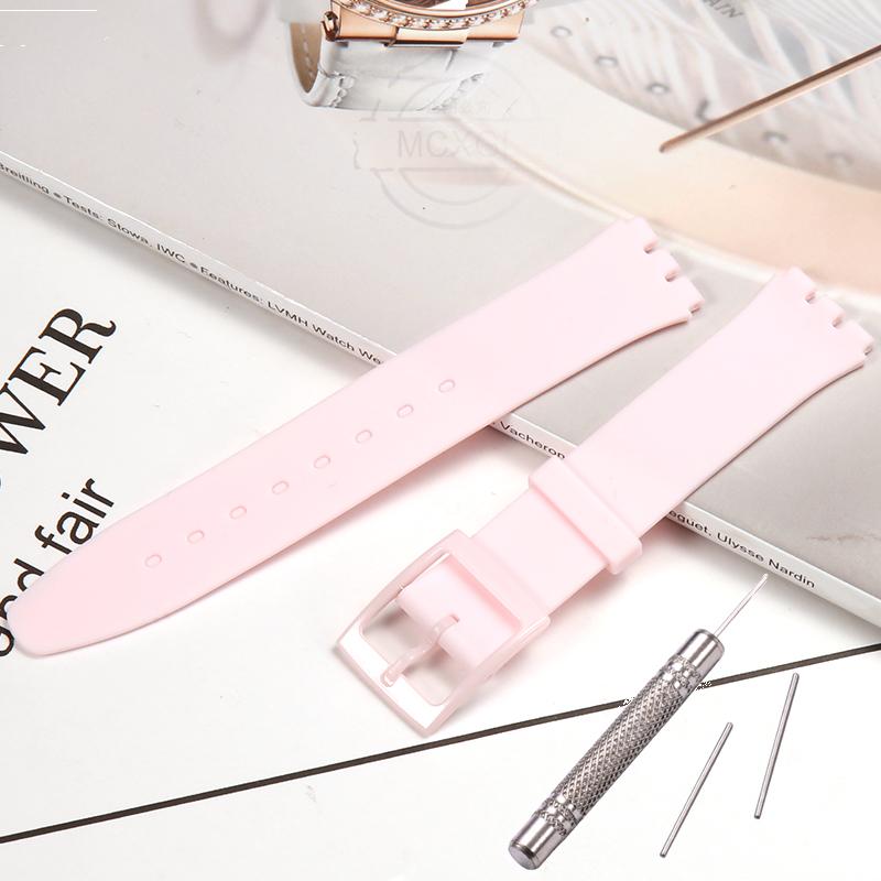 Silikonový řemínek pro Swatch SFS103 SFV107 SFN120 SFK397 SFK360 SFK361 Pásek na hodinky 16mm Dámský náramek Vodotěsné doplňky k hodinkám