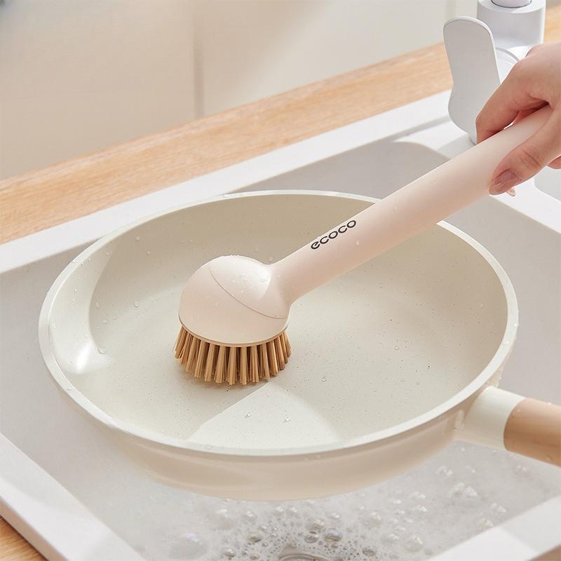 Household Pot Brush Set, Suitable for Lazy Kitchen Users To Squeeze Liquid for Washing POTS and Dishes. Long-handled, Rotatable Cleaning Brush