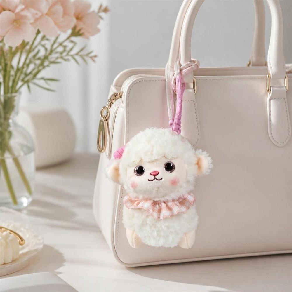 Lamb New Year Sheep Plush Keychain Ornaments Fluffy Lamb Pendant Sheep Plush Doll Bedroom Decor