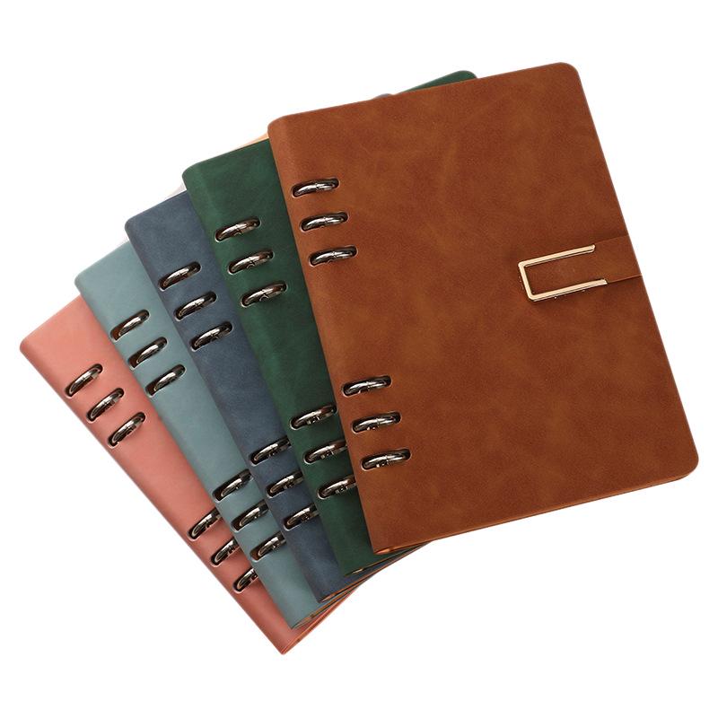 A5 Loose-Leaf Notebook Gift Set: Business Diary with Hollowed 6-Hole Design and Customizable Logo