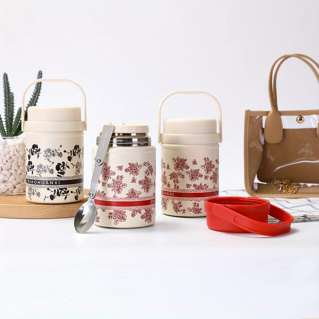 Garnek do gulaszu Stal nierdzewna Izolowany próżniowo Pojemnik na jedzenie Lunch box Pojemniki z dodatkową łyżką Zupa Przechowywanie jedzenia Biuro Podróż Piknik