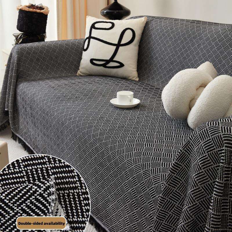 Cotton and Linen Sofa Blanket, Double-Sided Sofa Cover Cloth, Household Sofa Towel, Cushion Protector, 1, 2, 3, 4 Seater